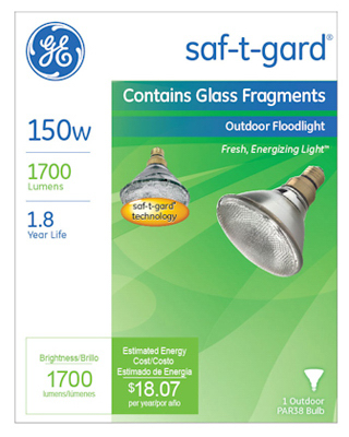 150-Watt Incandescent PAR38 SAF-T-GARD Flood Light Bulb