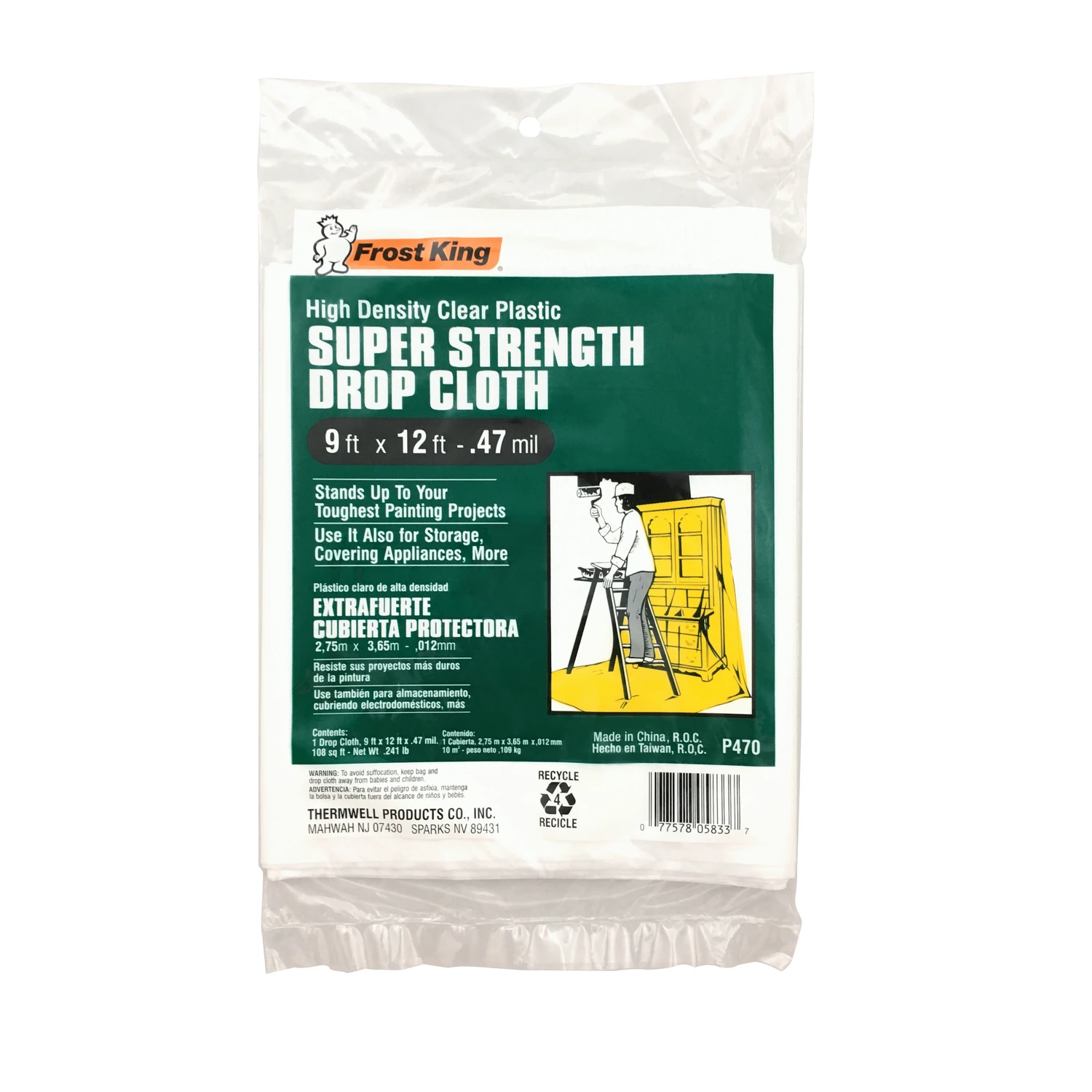 Frost King High Density Plastic 9 Ft. x 12 Ft. .47 mil Drop Cloth