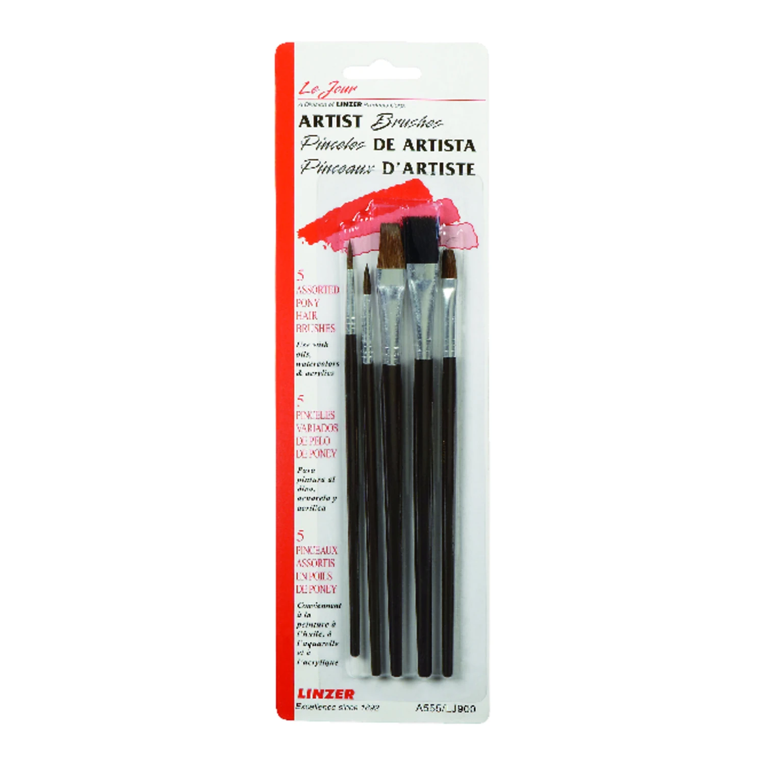 5-piece Assorted Artist Paint Brush Set With Natural Bristles And Wood Handles