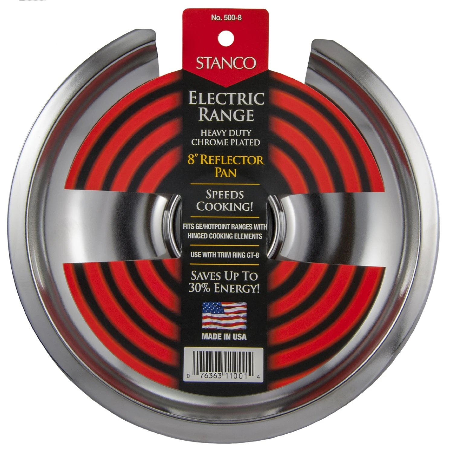 Electric Range Reflector Pan, Chrome Finish, 8 Inch Diameter