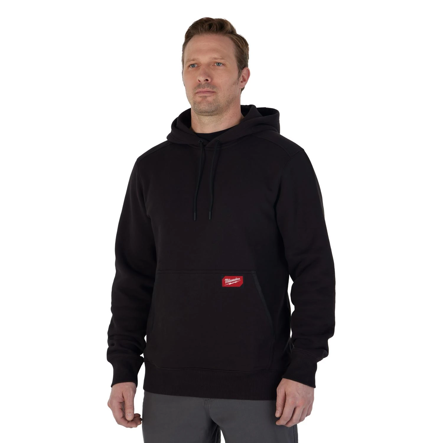 Large Black Midweight Hooded Pullover Sweatshirt - Model 351b-l