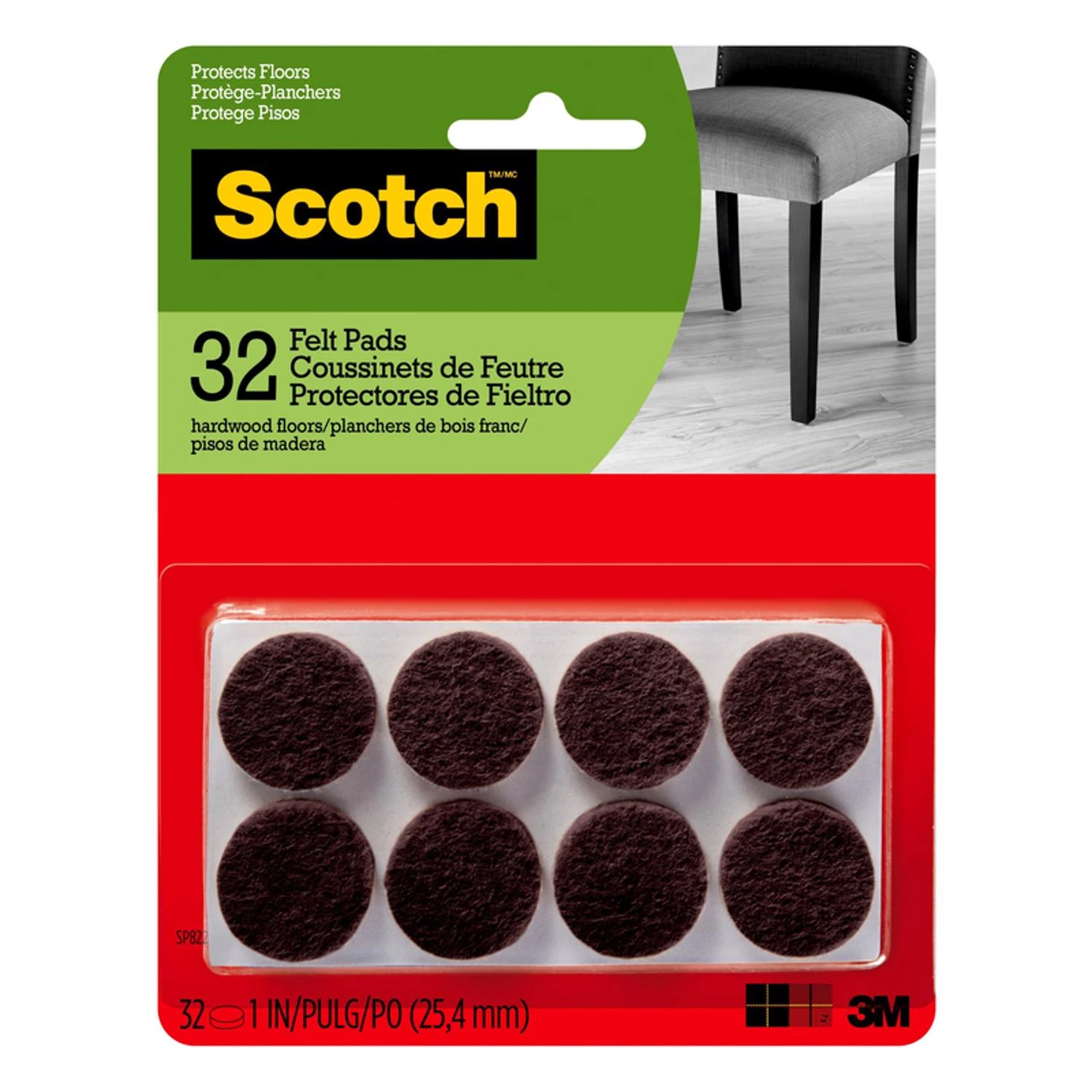 FELT PADS 1"RND BRN 32PK