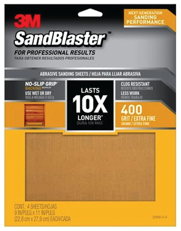 Sandblaster Sandpaper, 9 In. x 11 In., 400 Grit, 4-Pk