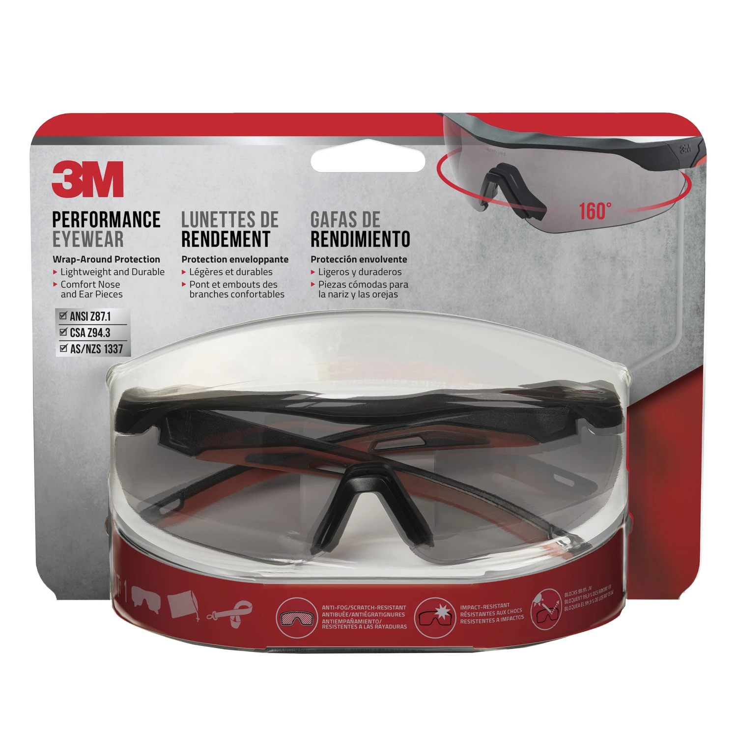 Performance Safety Glasses with Black and Red Frame