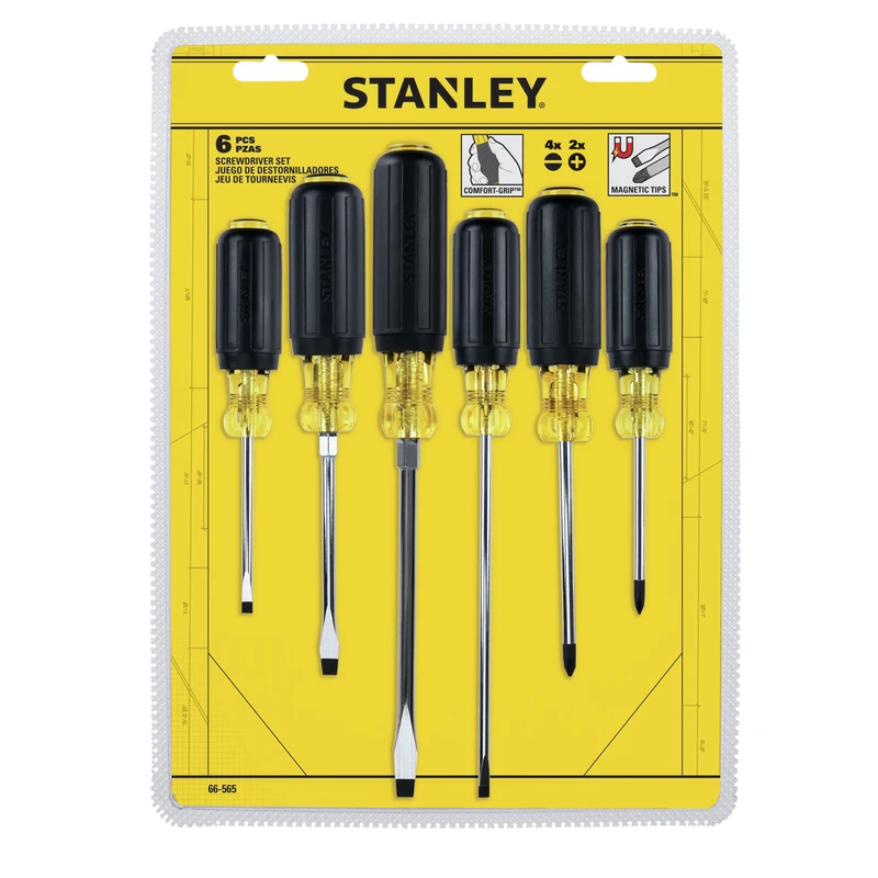 Vinyl Grip Screwdriver Set (6-piece) - Assorted Sizes And Types