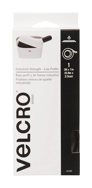 Industrial Strength Fastening Tape, Low Profile, Black, 3 Ft. x 1 In.