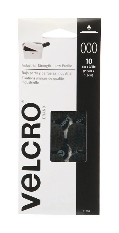 Industrial Strength Fasteners, Low Profile, Black, 1 x 3/4 In. Spots, 10-Ct.