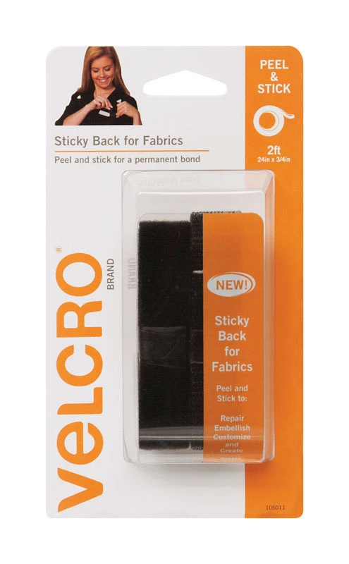 Sticky Back Tape, Black, 3/4 x 24 In.