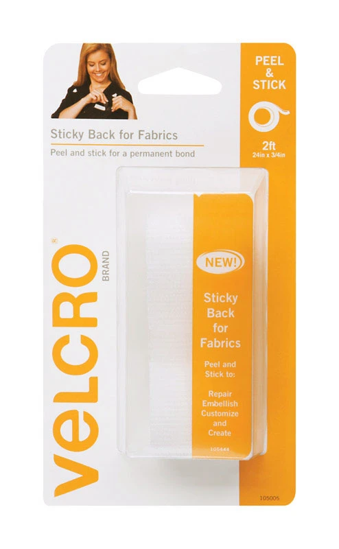 Sticky Back Tape, White, 3/4 x 24 In.