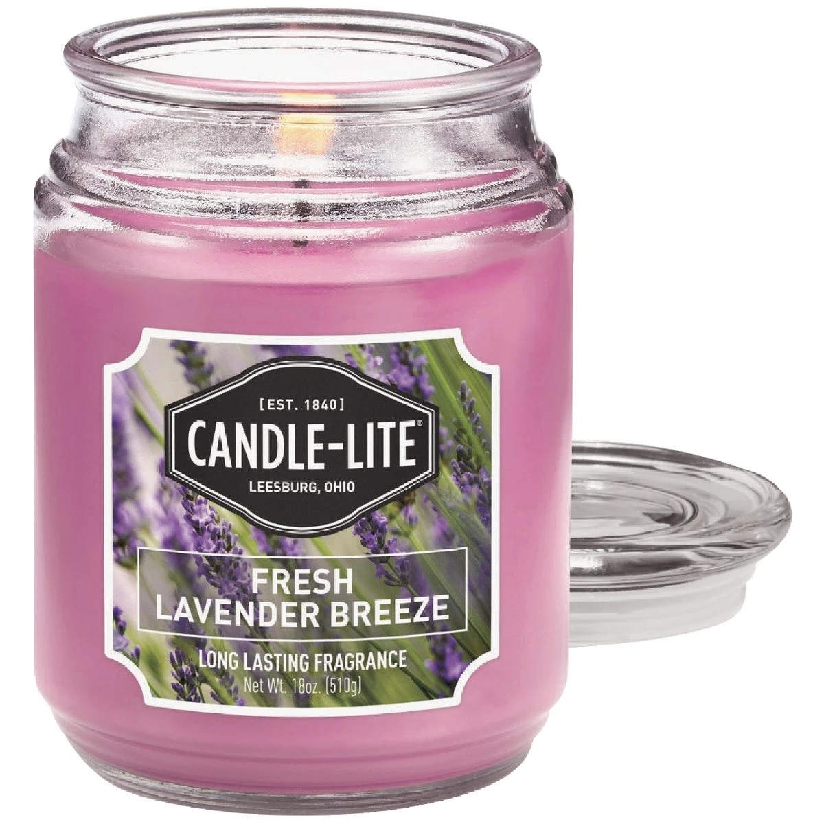Scented Candle Jar with Fresh Lavender Breeze Wax, 18 Ounce