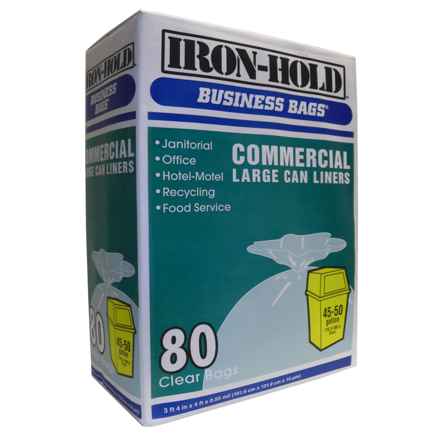 Institutional Trash Bags, Clear, 45 Gallons, 80-Ct.