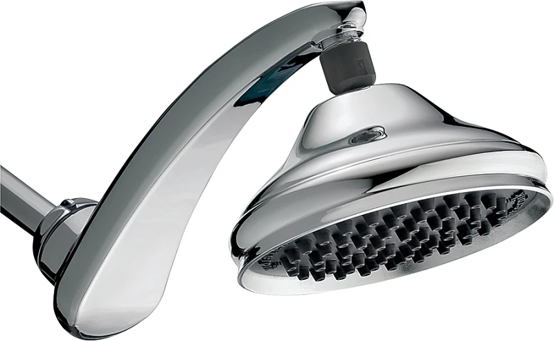 6 Inch Chrome Finish Rainfall Shower Head with Fixed Mount and Adjustable Arm