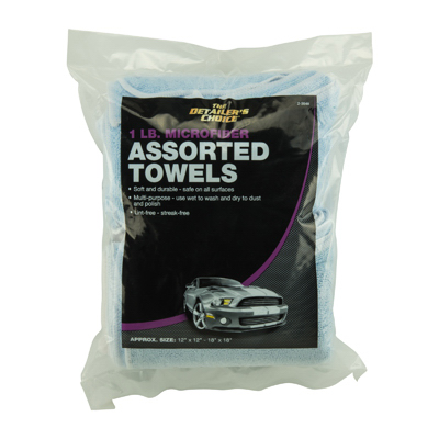 Detailer's Choice Microfiber Towels, Assorted Colors, 1 Pound, Soft & Lint Free