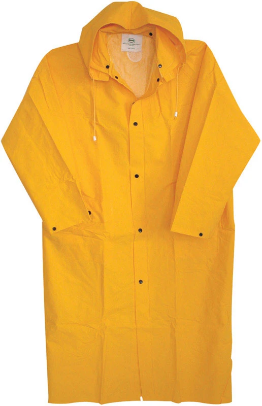 High Visibility Yellow Rain Jacket, Polyvinyl Chloride Lined, 48 Inch Long, Extra Extra Large