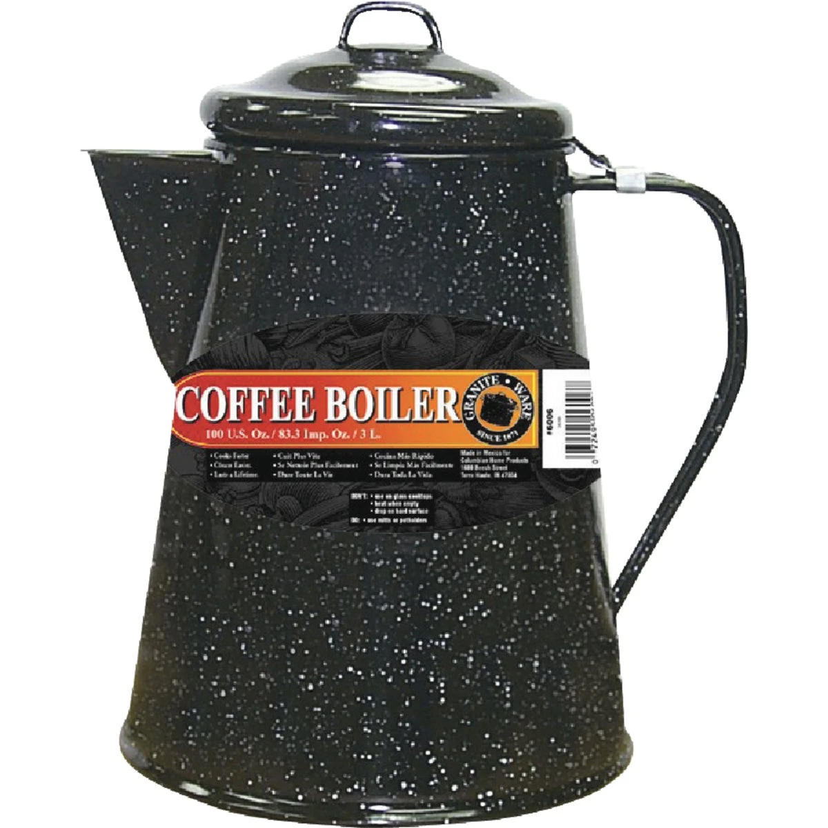 100 Oz Black Coffee Boiler With Porcelain Enamel Surface