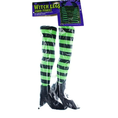 Witch Leg Grave Breakers Halloween Decoration, Green & Black, 2-piece Set