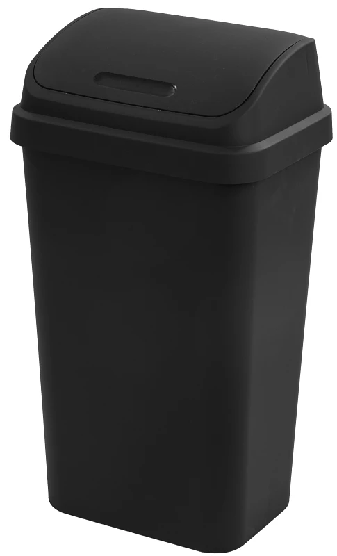 Swing Top Wastebasket, Black, 13-Gallons