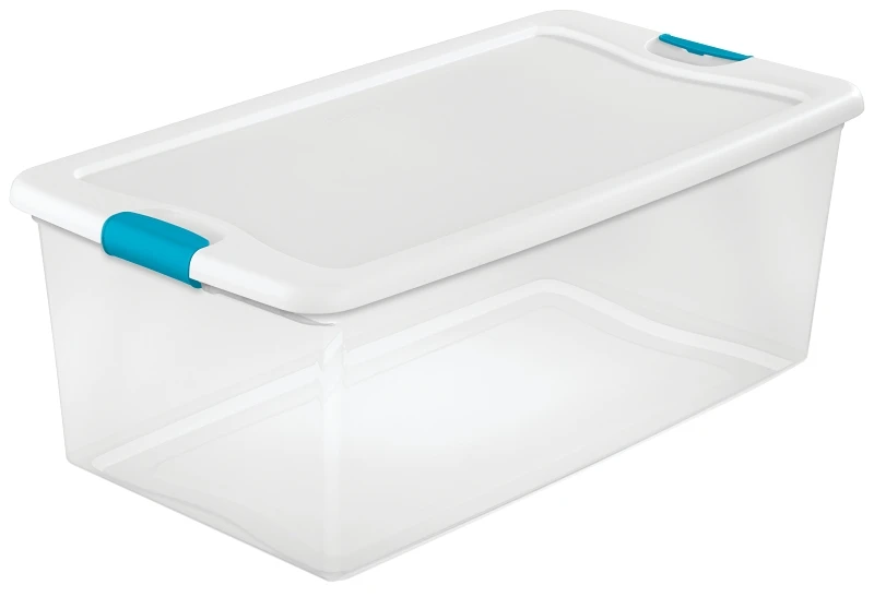 106 Qt. Clear Latching Storage Tote With White Lid