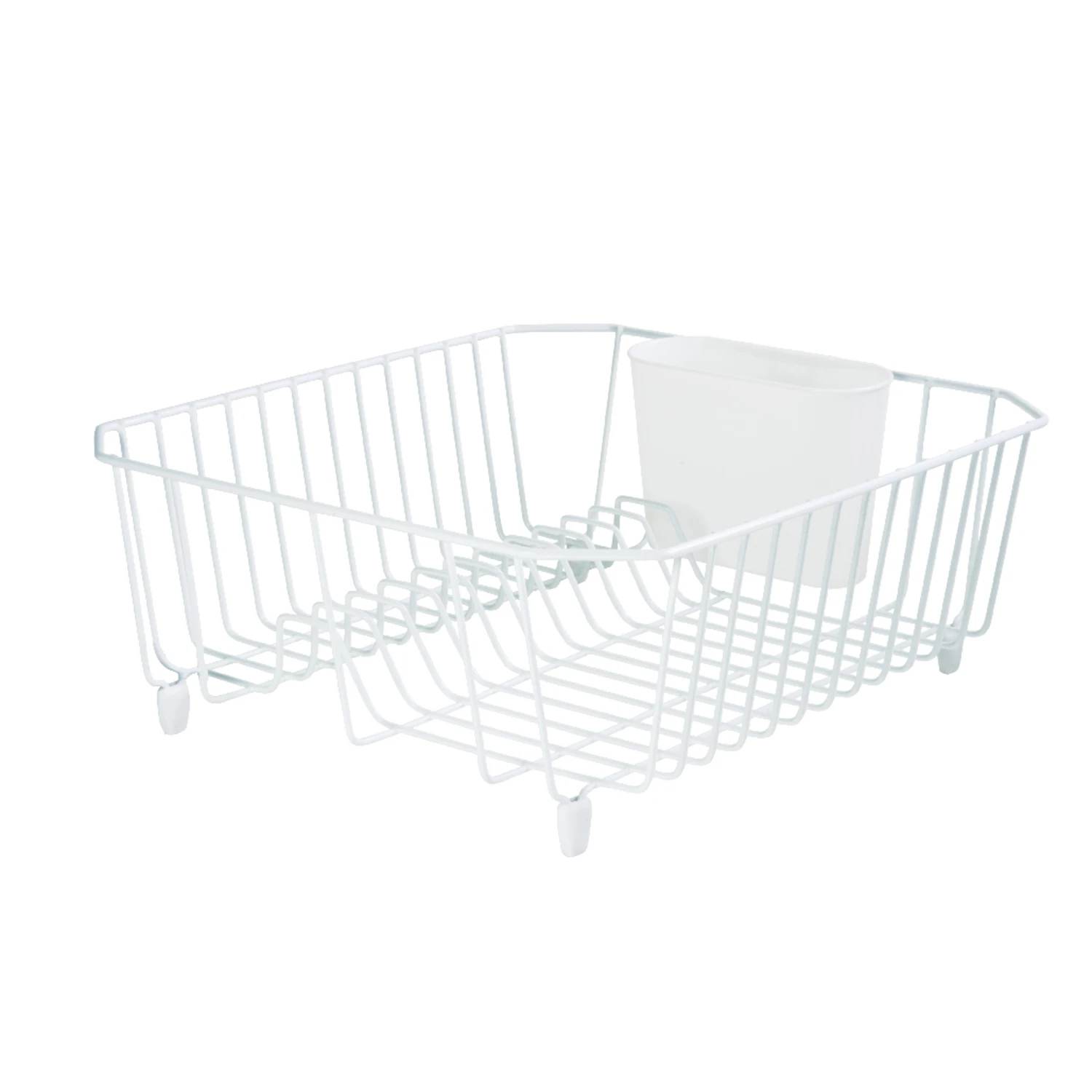 14.31 In. X 12.49 In. White Wire Sink Dish Drainer With Silverware Cup