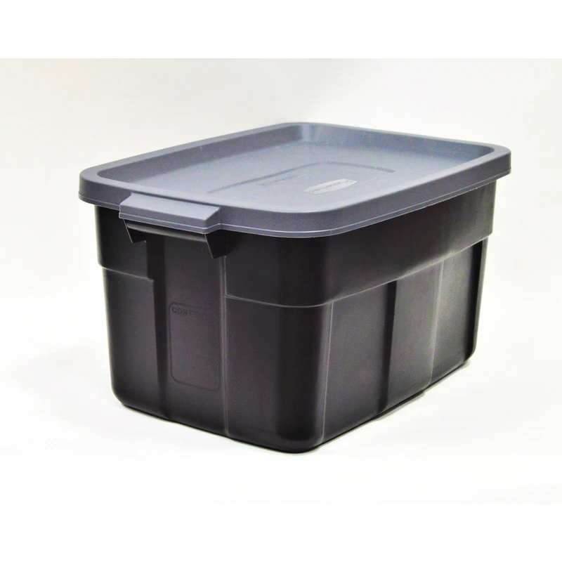 Roughneck 14 Gallon Stackable Storage Tote - Black With Gray Lid