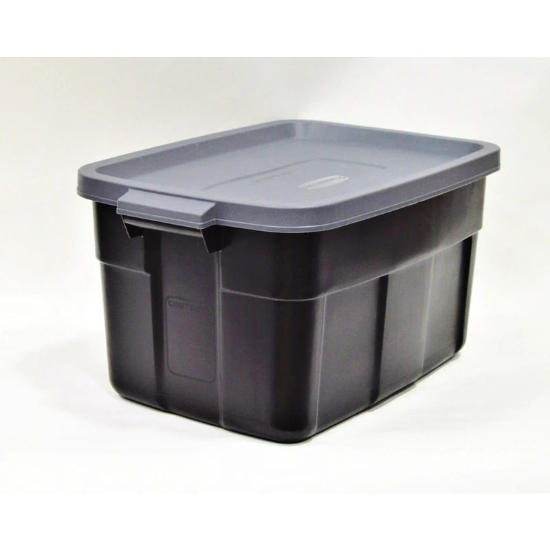 Roughneck 31 Gallon Stackable Storage Tote - Black With Gray Lid