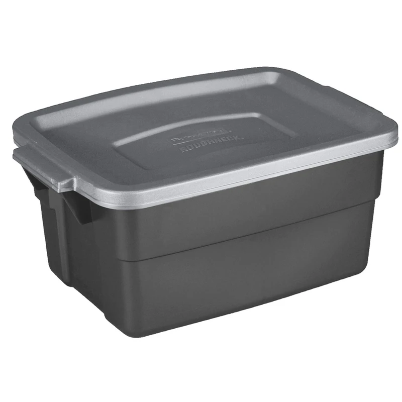 Roughneck 3 Gallon Stackable Storage Tote - Black With Gray Lid