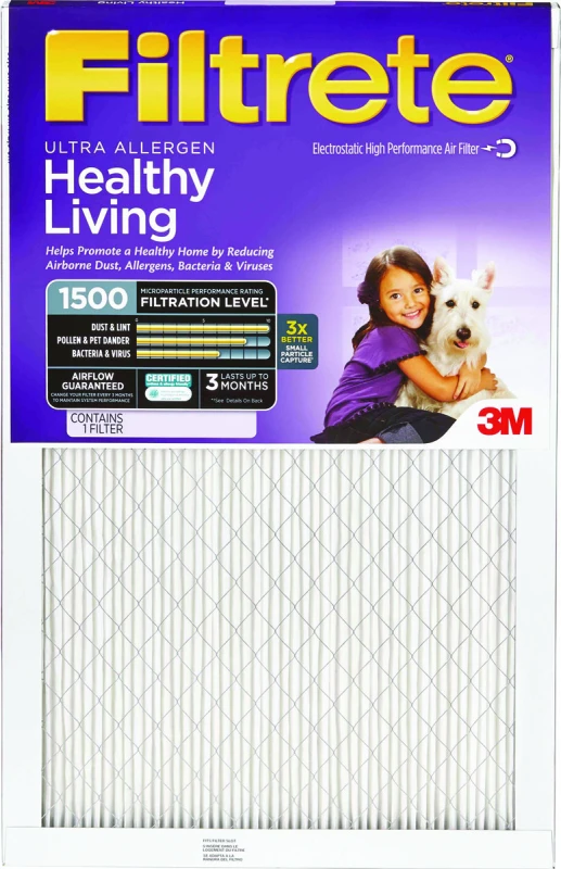 Ultra Allergen Pleated Furnace Air Filter, Mpr 1500, 16x30x1 In.