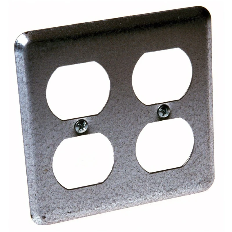 Double Duplex Receptacle Wall Plate Cover, Steel, 4 Inch by 4 Inch