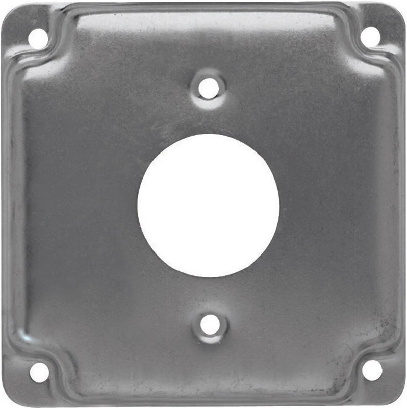 Single Receptacle Box Cover, Flat Corner Square Design, Exposed Mount, 4 Inch