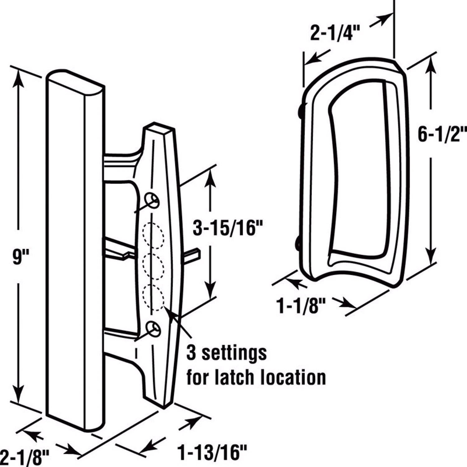 Mortise Style Sliding Door Handle Set, Black Diecast With Hardwood Pull