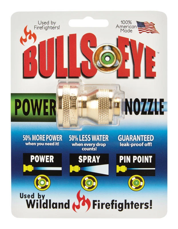Industrial Grade Brass Power Hose Nozzle, Adjustable, 3/4 Inch Connection