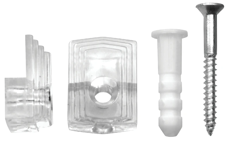 OOK 50224 Mirror Clip Set, 1/8 in L Dimensions, 20 lb, Plastic, Clear, Wall, 10/PK