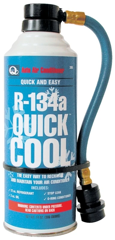 Quick Cool 14 Oz. R-134a Refrigerant With Recharge Hose And Stop Leak
