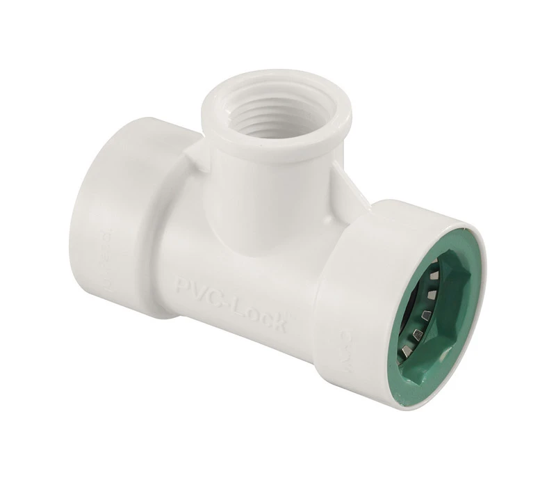 Pvc-lock 1/2 In. Push X 1/2 In. Dia. Fpt Plastic Tee Connector