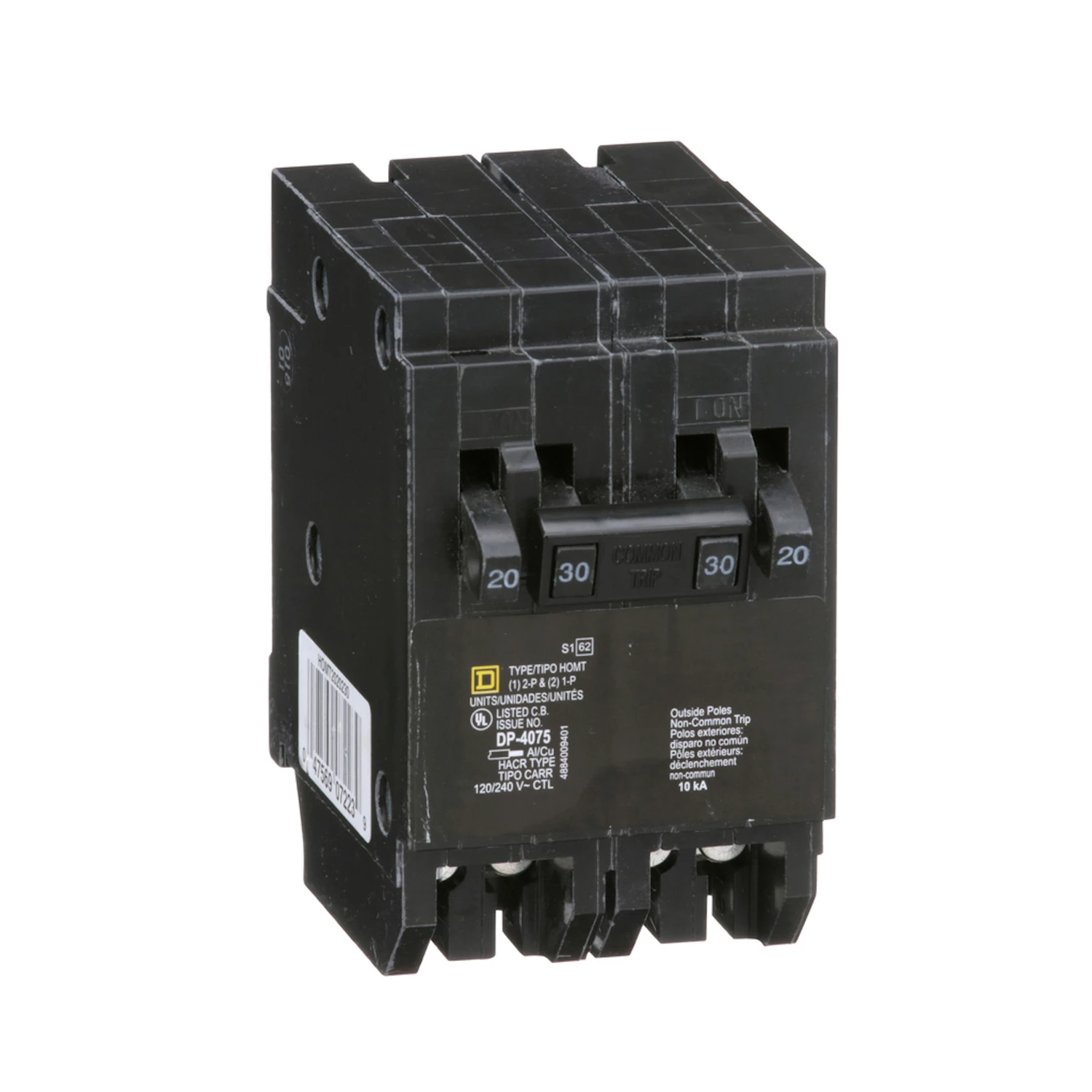 Homeline 20a/20a/30a Double-pole Quad Tandem Circuit Breaker