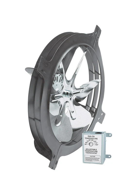 18 In. H X 17.8 In. W X 7.3 In. L X 15 In. D Steel Gable Mount Power Fan