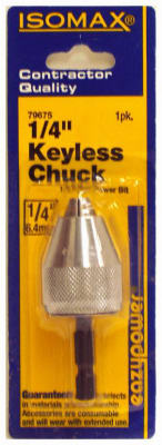 1/4 In. Keyless Chuck Adapter With 1/4 In. Hex Shank - 1 Piece
