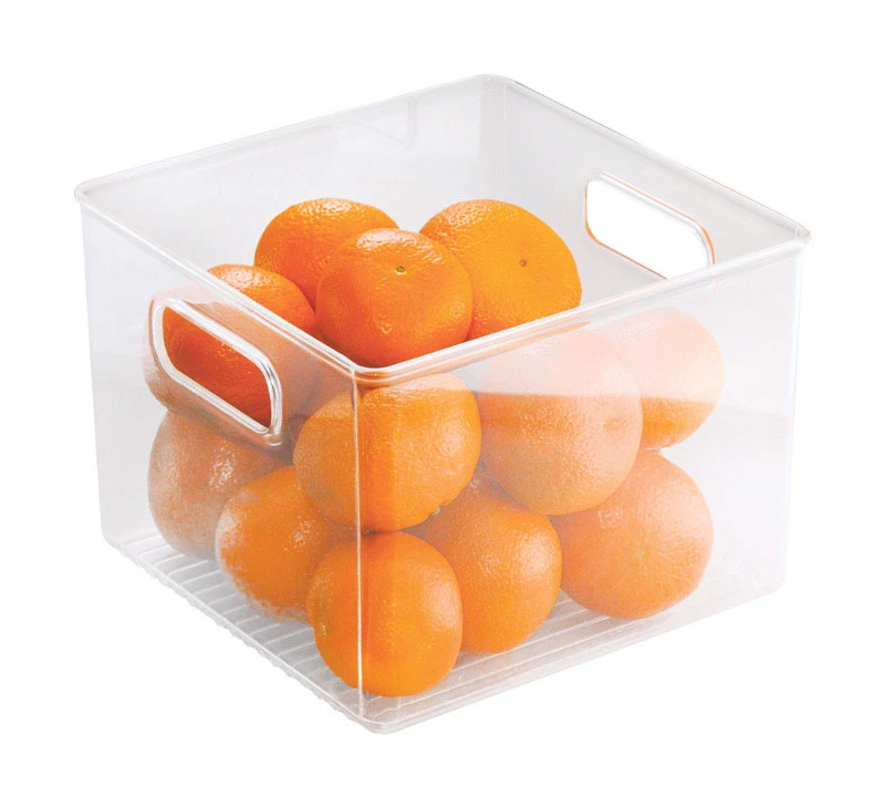 Clear Plastic Storage Bin 8 In. W X 6 In. H X 8 In. D For Kitchen Organization