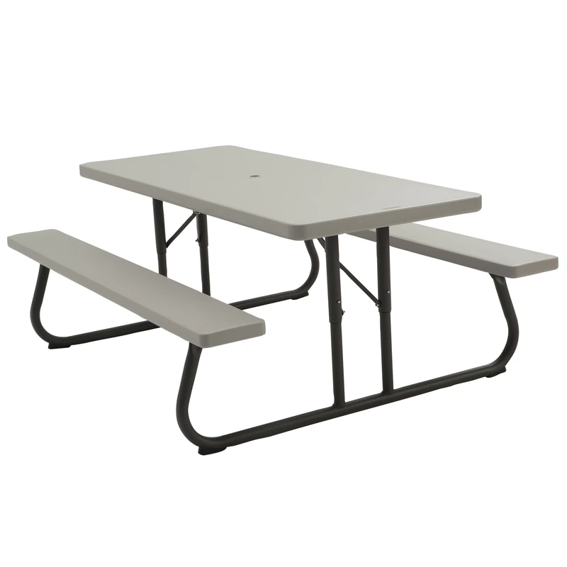 Steel Gray 29 In. Foldable Picnic Table, 6-foot Resin Top