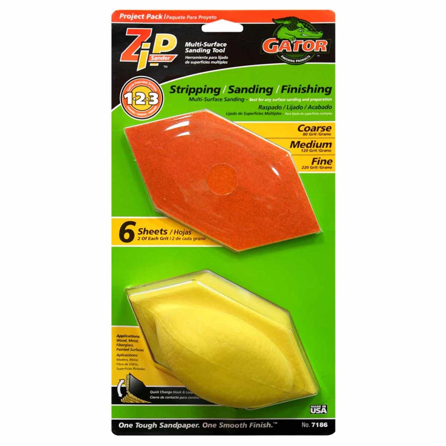 Zip 3 In. W X 6 In. L Assorted Grit Sanding Block Kit With Quick-change System