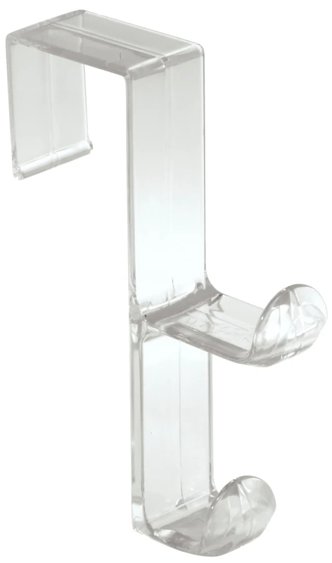 InterDesign 5-1/2 in. L Clear Plastic Medium/Large Over the Door Double Hook 1 pk