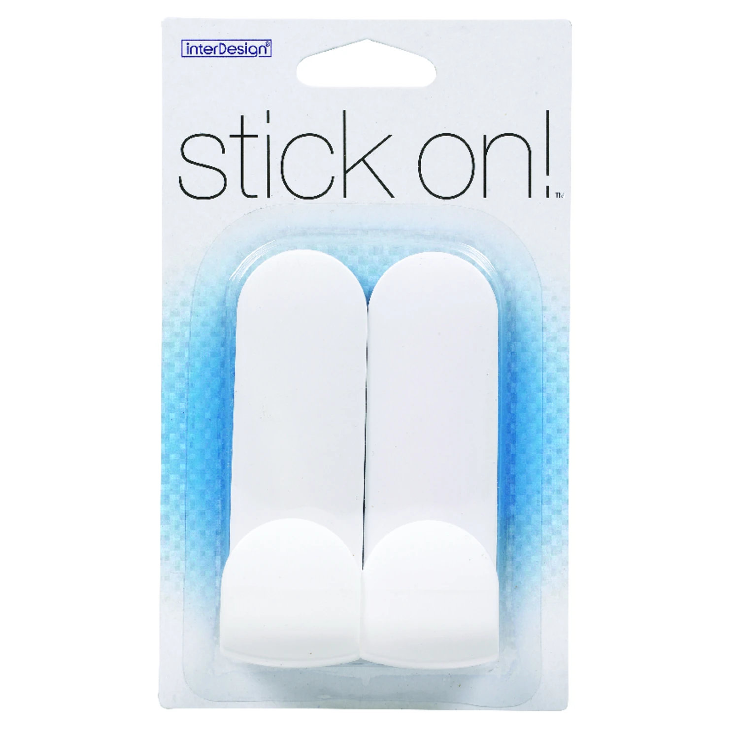 Tall Hooks, Self-Adhesive, Plastic, White, 2-Pk.