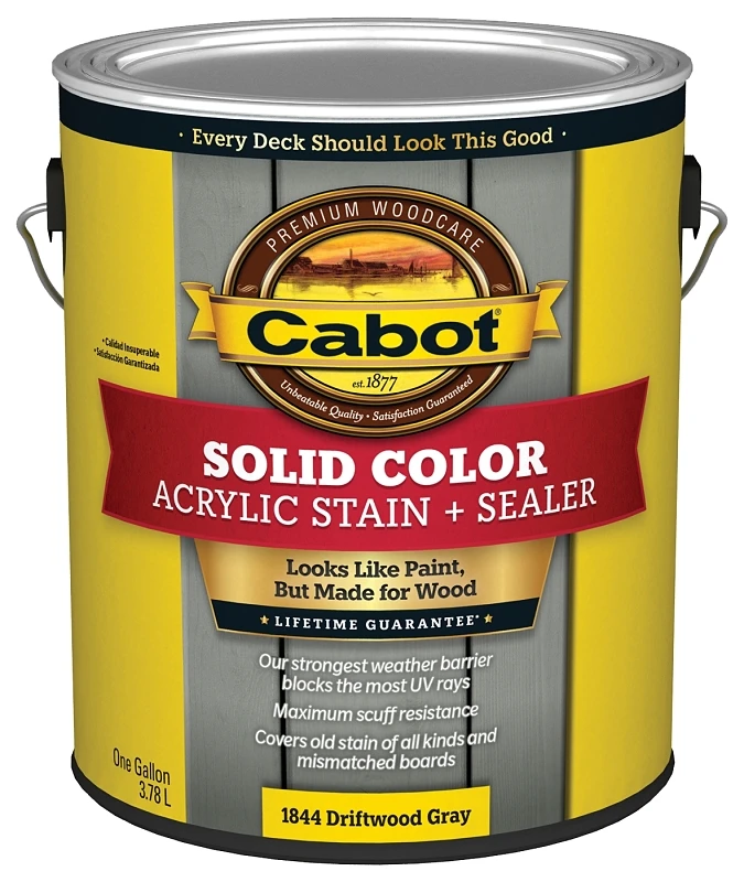 Solid 1844 Driftwood Gray Water-based Acrylic Deck Stain 1 Gallon