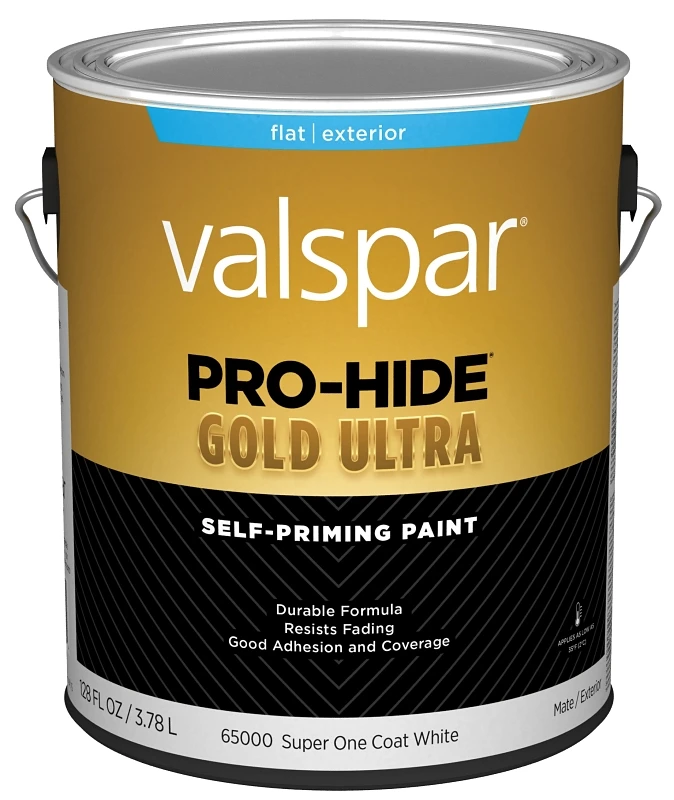 Latex Flat Exterior House Paint, 1 Gallon, Super One-coat White