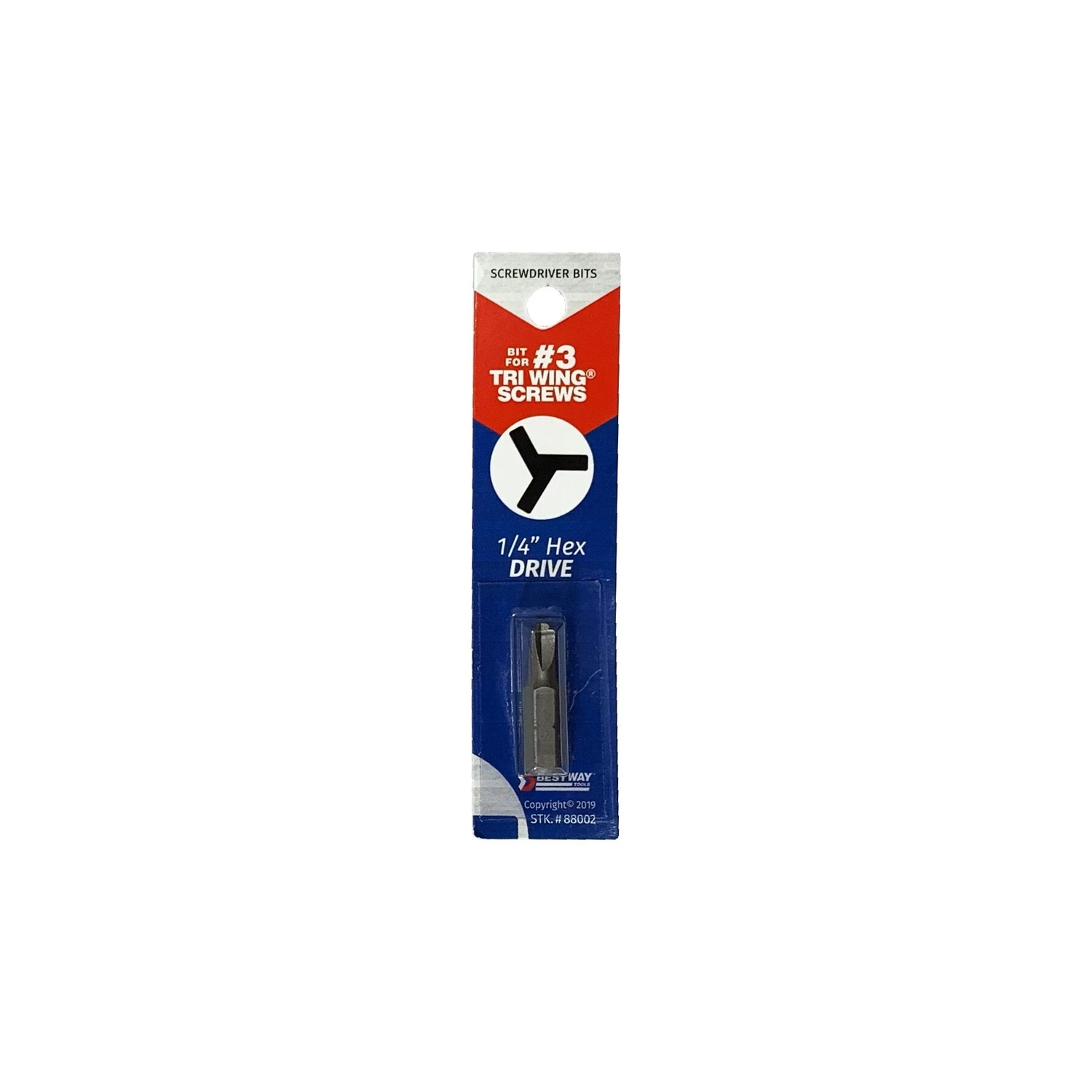 #3 Tri Wing Security 1 In. Carbon Steel Screwdriver Bit With 1/4 In. Hex Shank