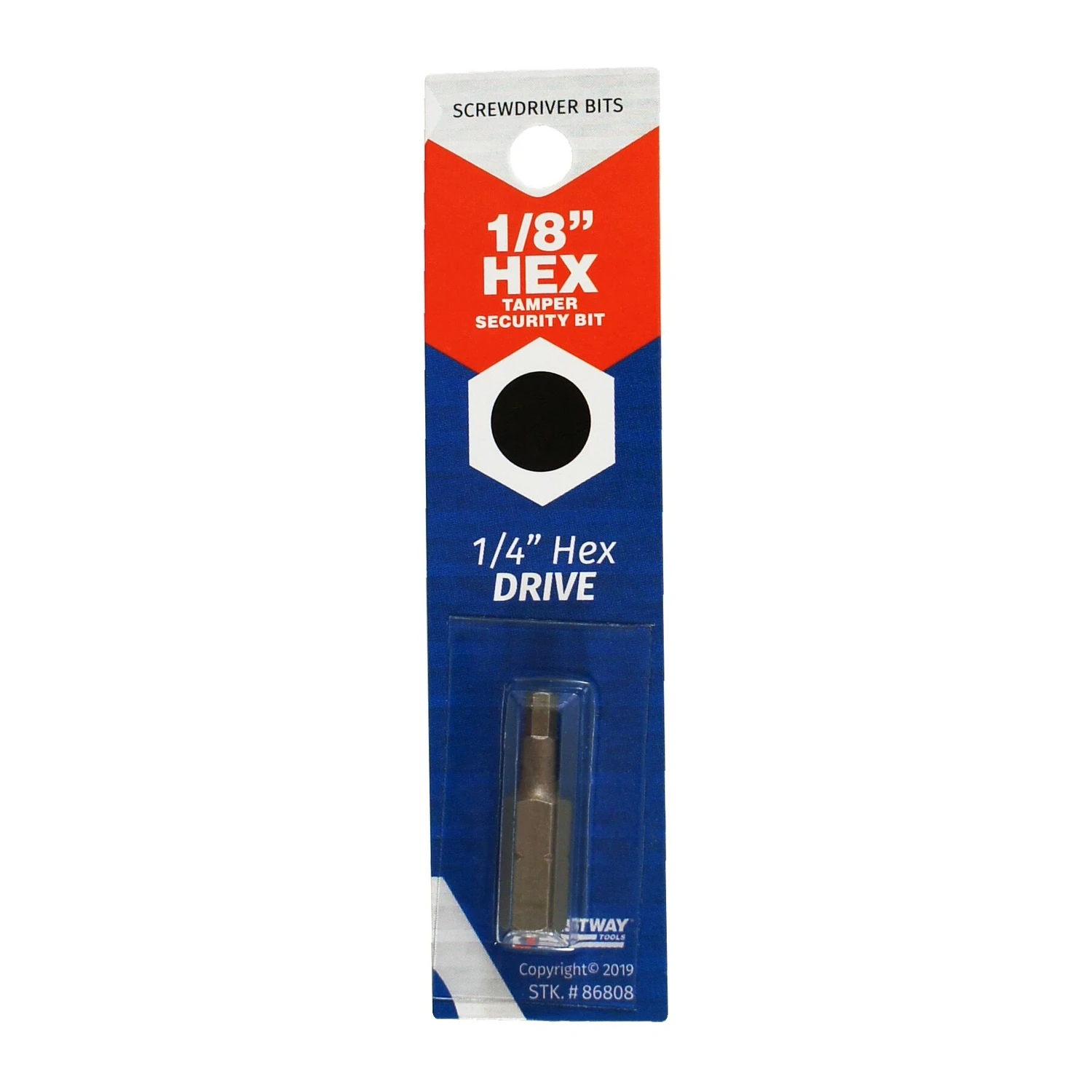 1/8 In. Hex Security Screwdriver Bit, 1 In. Length, 1/4 In. Hex Shank