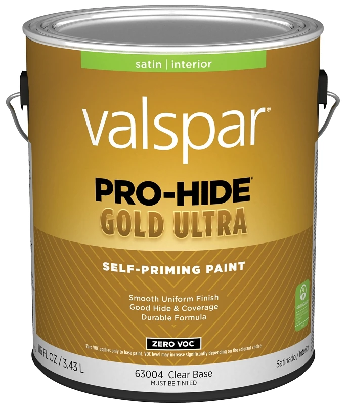 Pro-hide Gold Ultra Zero Voc Latex Satin Interior Wall Paint, Clear Base, 1 Gallon