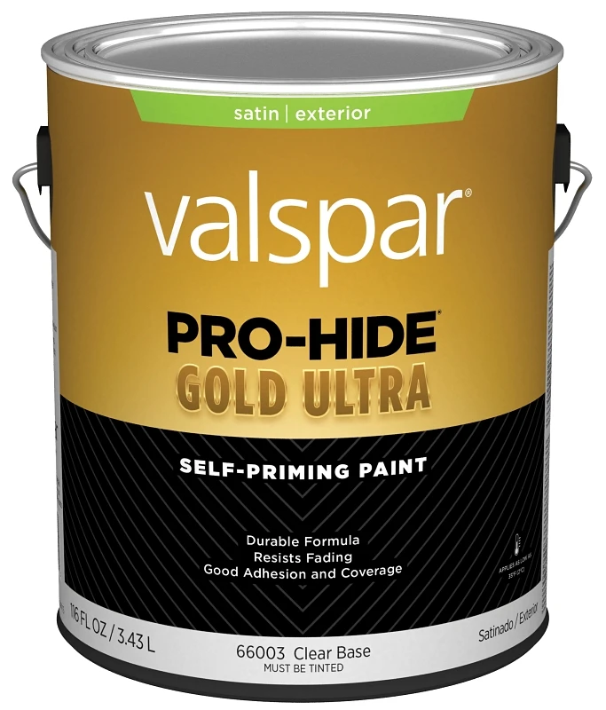 Pro-hide Gold Ultra Latex Satin Exterior House Paint, Clear Base, 1 Gallon