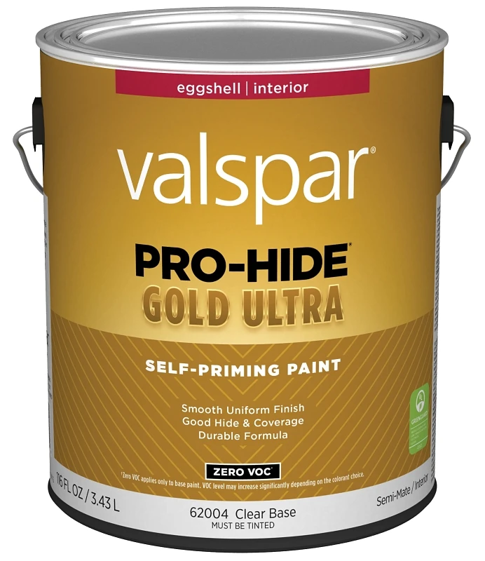 Pro-hide Gold Ultra Zero Voc Latex Eggshell Interior Wall Paint, Clear Base, 1 Gallon