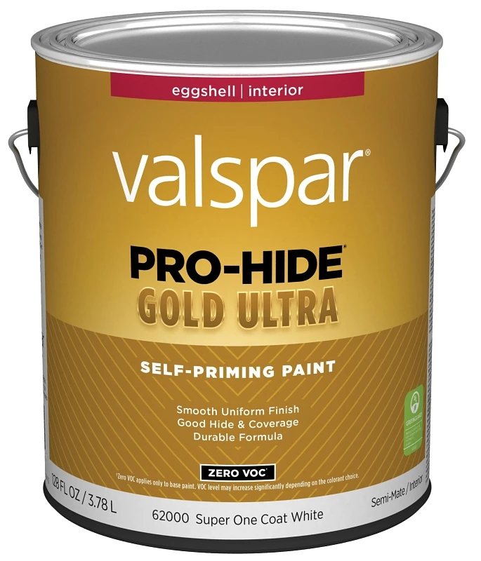 Pro-hide Gold Ultra Zero Voc Latex Eggshell Interior Wall Paint, 1 Gallon, White